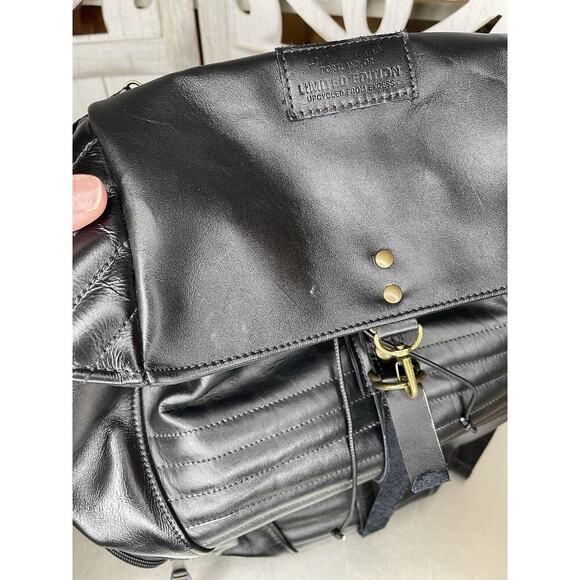 Looptworks Loopt Classics Limited Edition Black Recycled Leather Backpack Bag - Picture 8 of 11